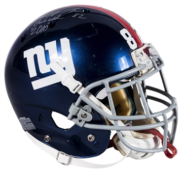 2010 Mario Manningham Game Used, Signed & Inscribed New York Giants Helmet (Steiner)